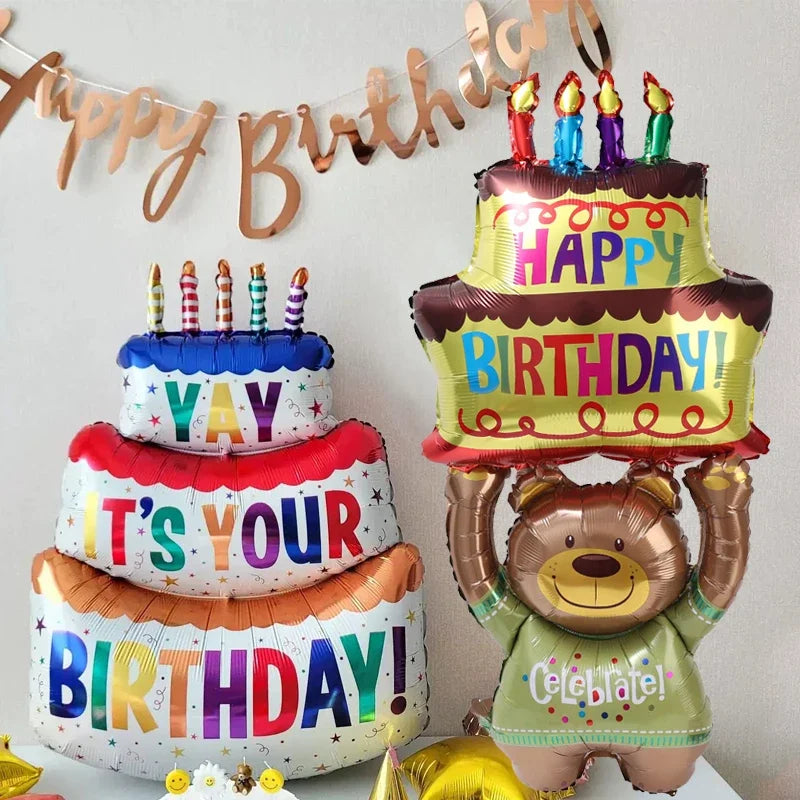 π Adorable Cartoon Bear Cake Foil Balloon β A Sweet Touch to Every Birthday! ππ»