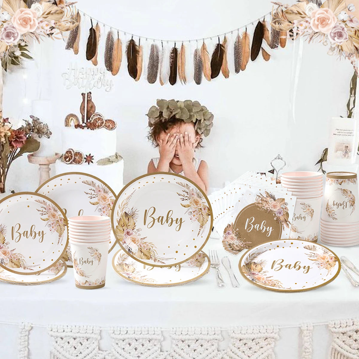๐ผ All-in-One Tableware Set - Stress-Free Elegance for Your Baby Shower