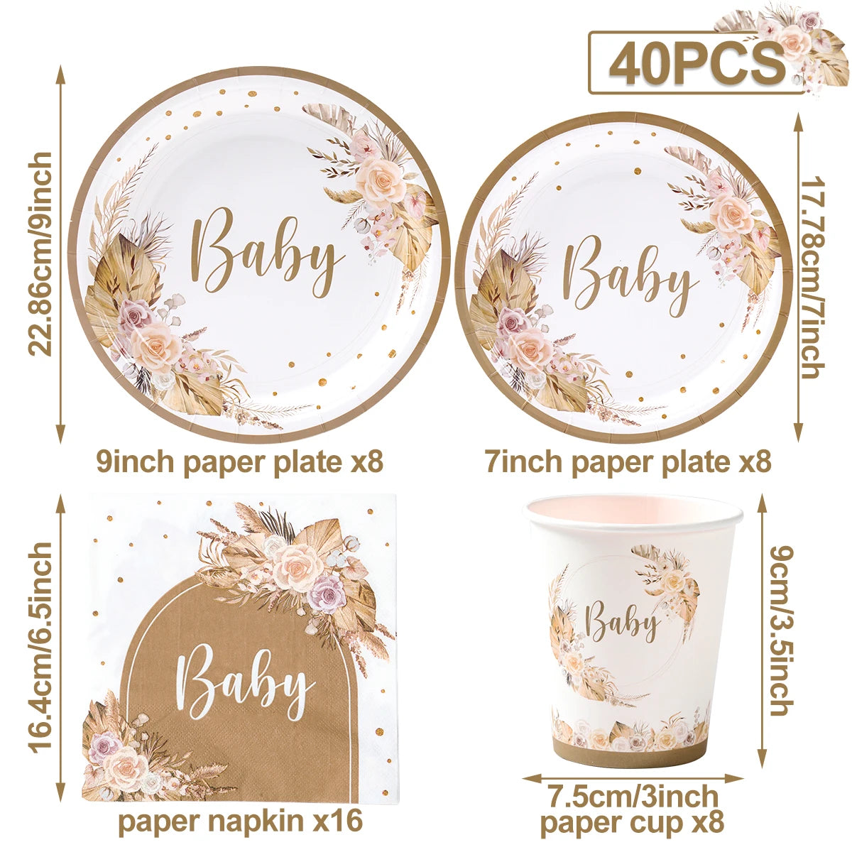 ๐ผ All-in-One Tableware Set - Stress-Free Elegance for Your Baby Shower