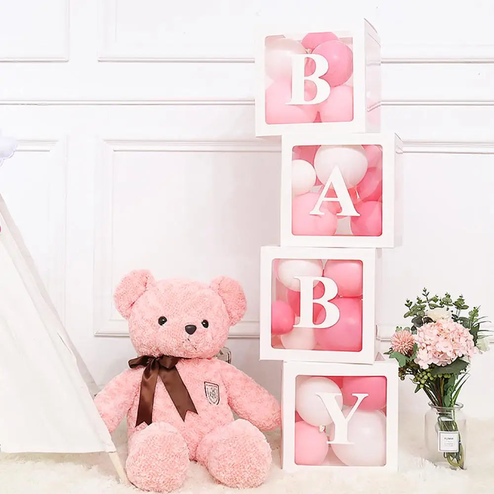 ✨ Personalized Transparent Baby Shower Boxes – Elegant Décor with Custom Letters ✨