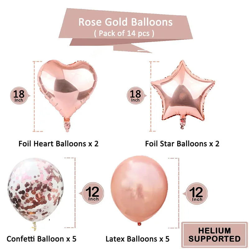 🎉 Rose Gold Confetti Balloons – Glamorous Party Décor for Unforgettable Birthday