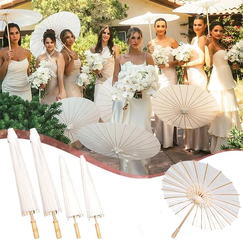 🕊️ Wedding Elegance™ White Paper Parasol – Vintage Umbrella for Photos, Cosplay & DIY Decor