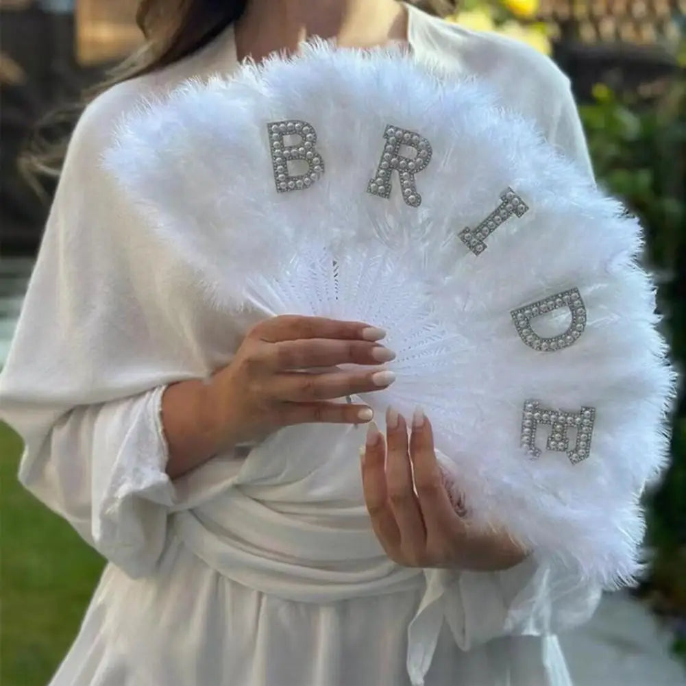 🕊️Vintage-Inspired Bride Feather Fan – Elegant Wedding Accessory for Glamorous Brides