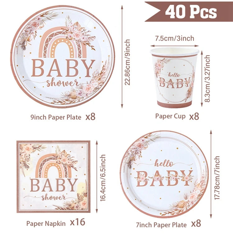๐ผ All-in-One Tableware Set - Stress-Free Elegance for Your Baby Shower