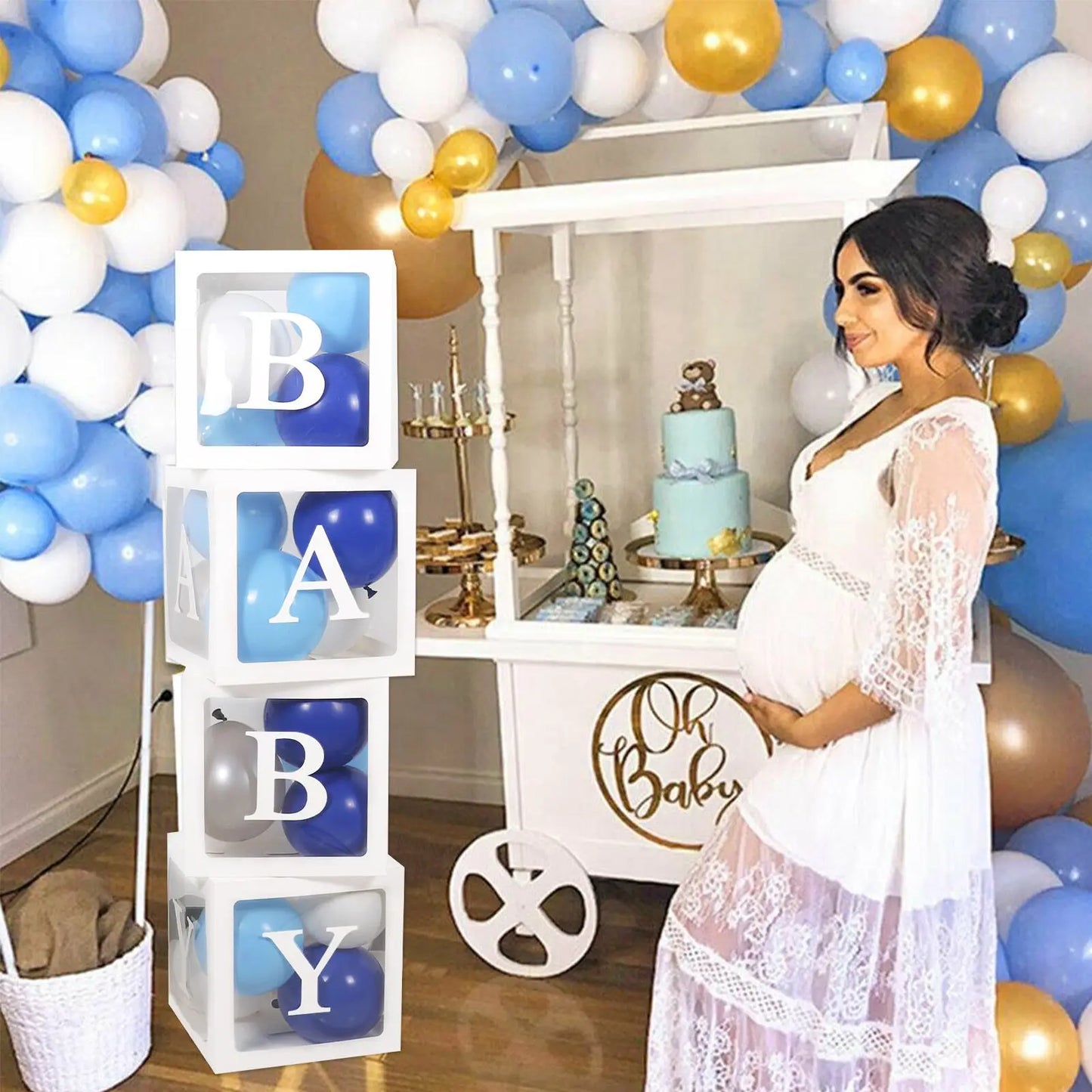 ✨ Personalized Transparent Baby Shower Boxes – Elegant Décor with Custom Letters ✨