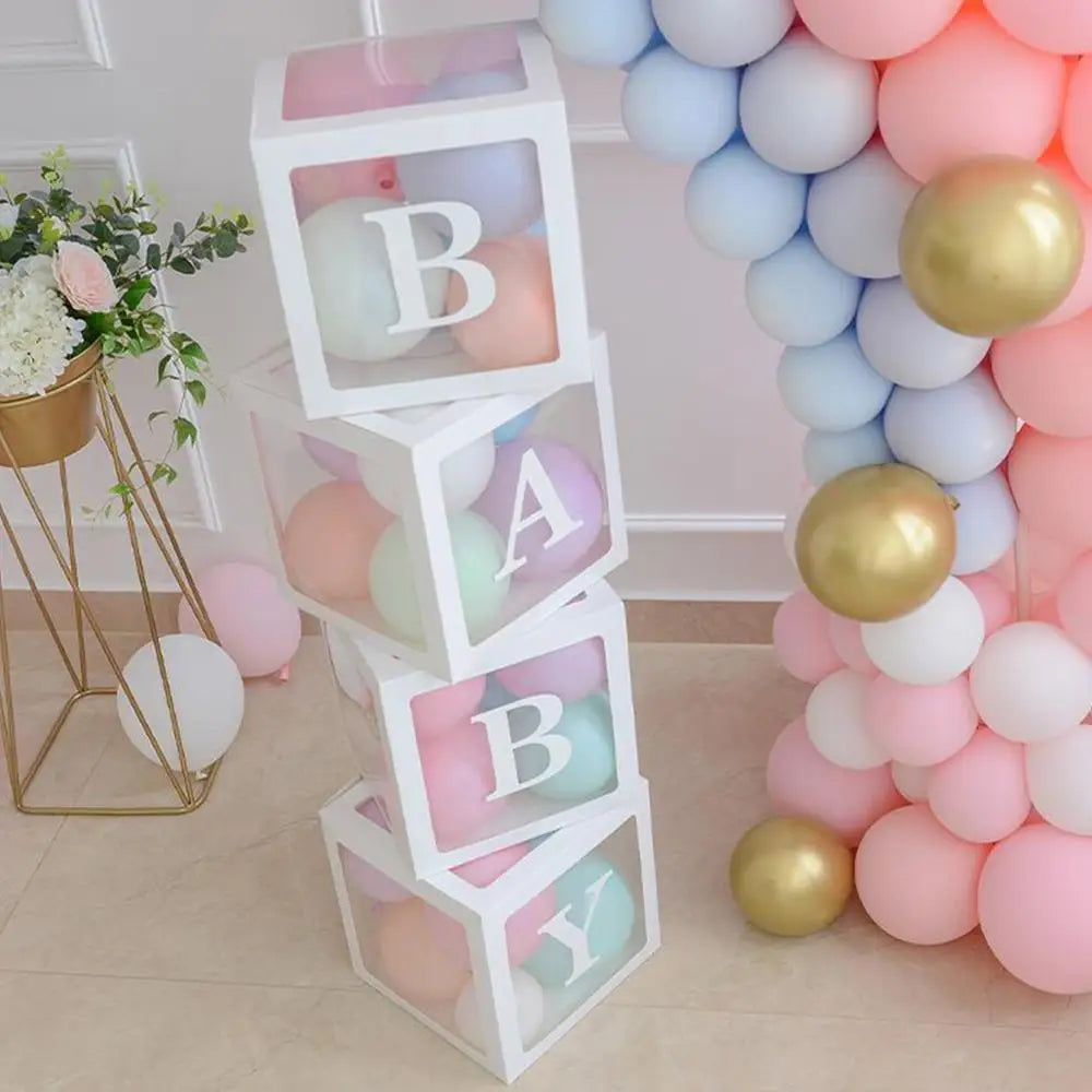 ✨ Personalized Transparent Baby Shower Boxes – Elegant Décor with Custom Letters ✨