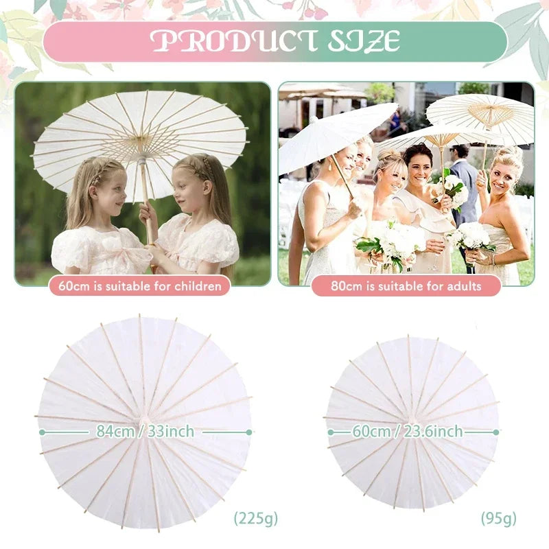 🕊️ Wedding Elegance™ White Paper Parasol – Vintage Umbrella for Photos, Cosplay & DIY Decor