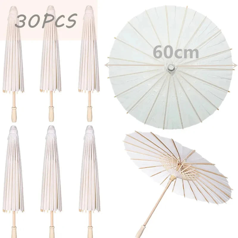 🕊️ Wedding Elegance™ White Paper Parasol – Vintage Umbrella for Photos, Cosplay & DIY Decor