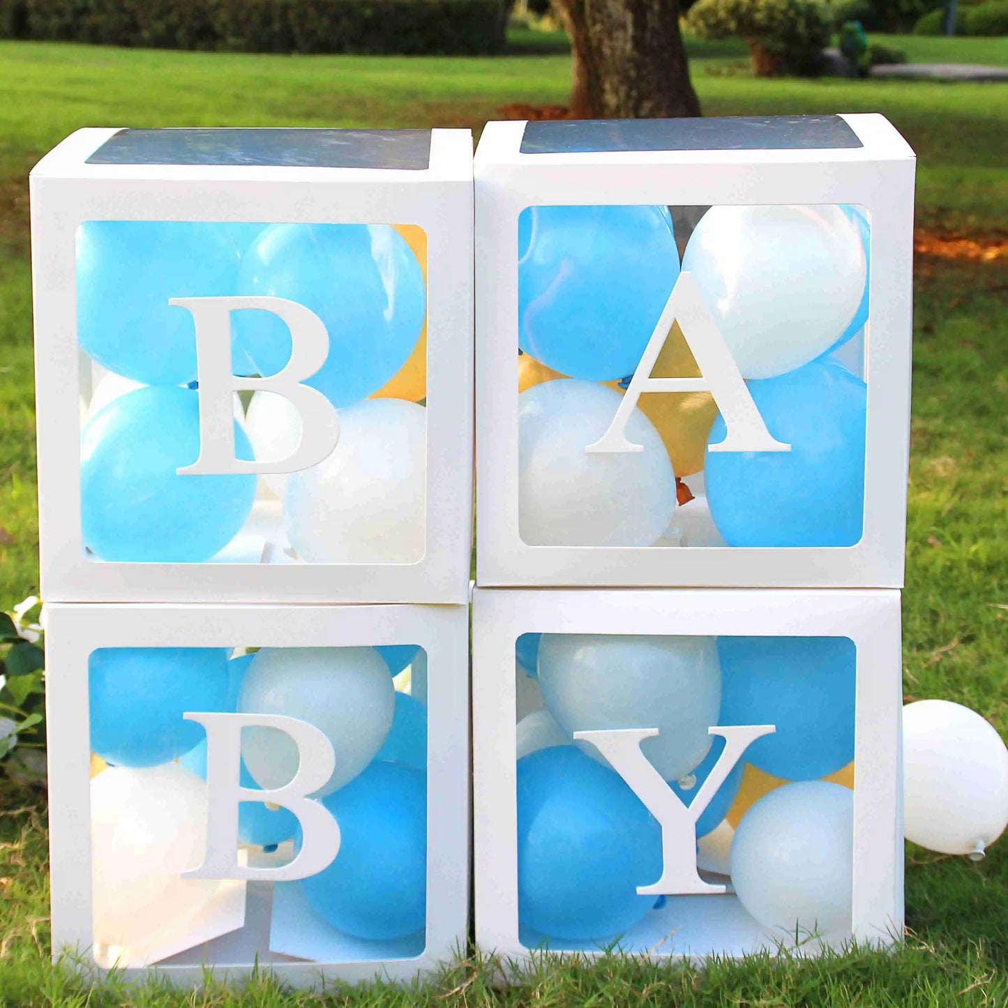 ✨ Personalized Transparent Baby Shower Boxes – Elegant Décor with Custom Letters ✨