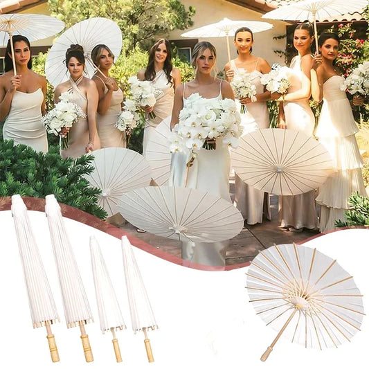 🕊️ Wedding Elegance™ Witte Papieren Parasol – Vintage Paraplu voor Foto's, Cosplay & DIY Decoratie